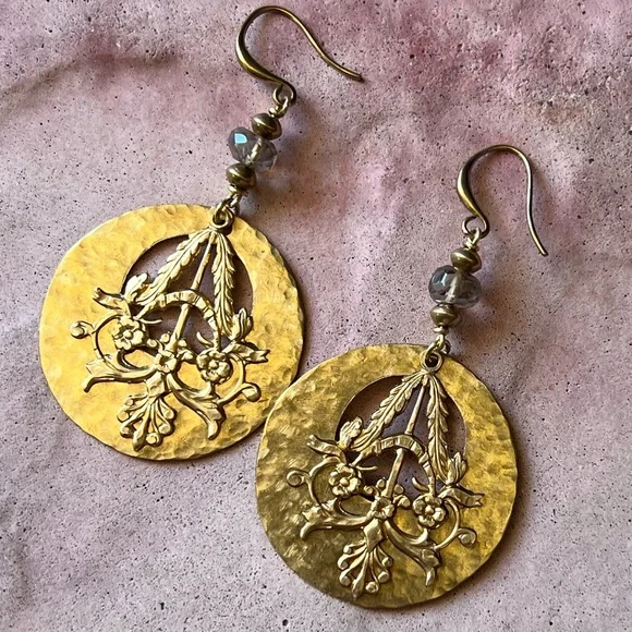 Handmade gemstone nouveau earrings. - Picture 6 of 9